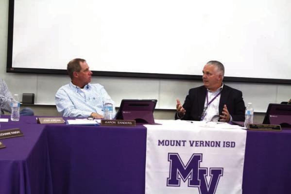 Superintendent Jason McCullough talks to Mount Vernon School Board about arming staff to protect students. Allen D. Fisher