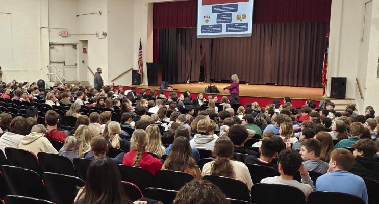 Winnsboro junior high students engage in conversations about the challenges teenagers face and why it’s important to talk about anxiety, depression and thoughts of suicide. The seminar was part of a wider effort to bring teen mental health awareness to WISD. Courtesy photo